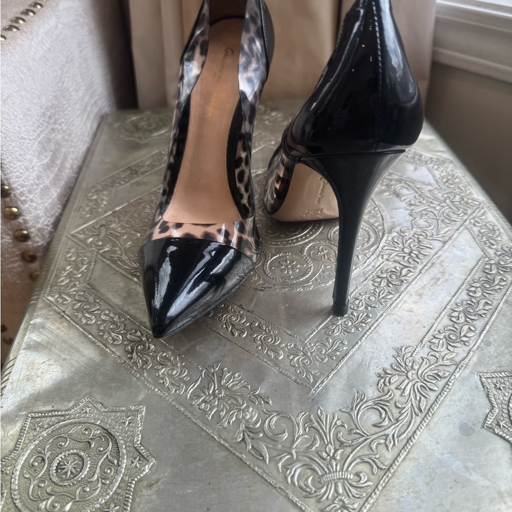 Gianvito Rossi Black & Animal Print Stiletto Heels.